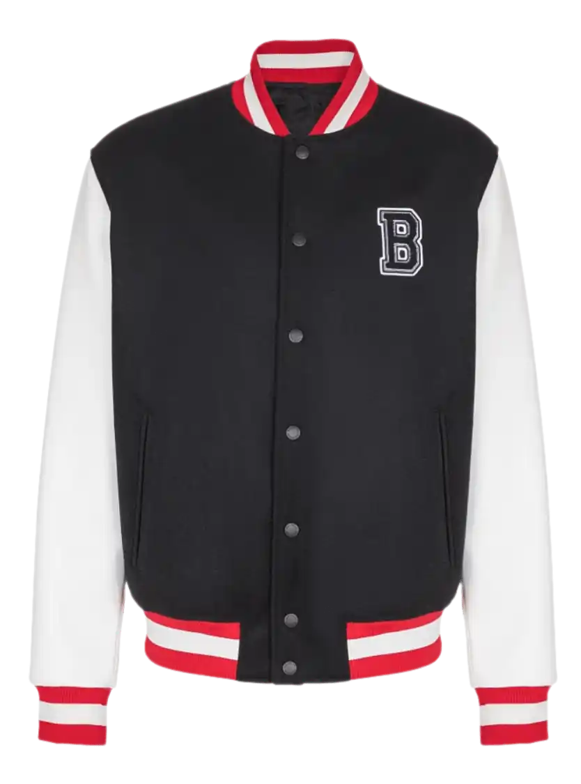 Balmain Varsity Wool and Faux Leather Jacket - Multicolor