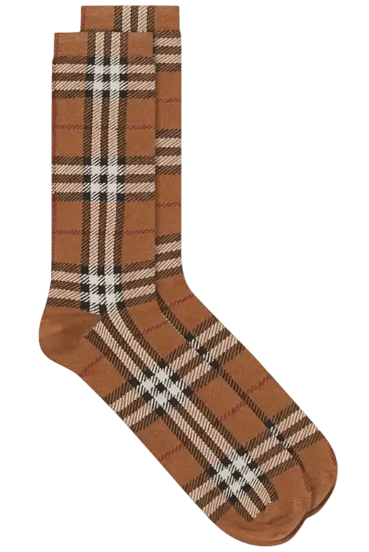 Burberry Cotton Cashmere Check Socks - Birch Brown
