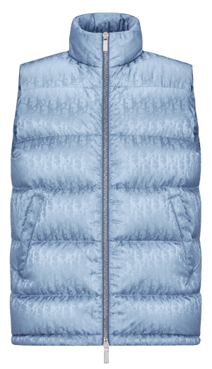 Dior Oblique Down Vest - Blue Technical Jacquard