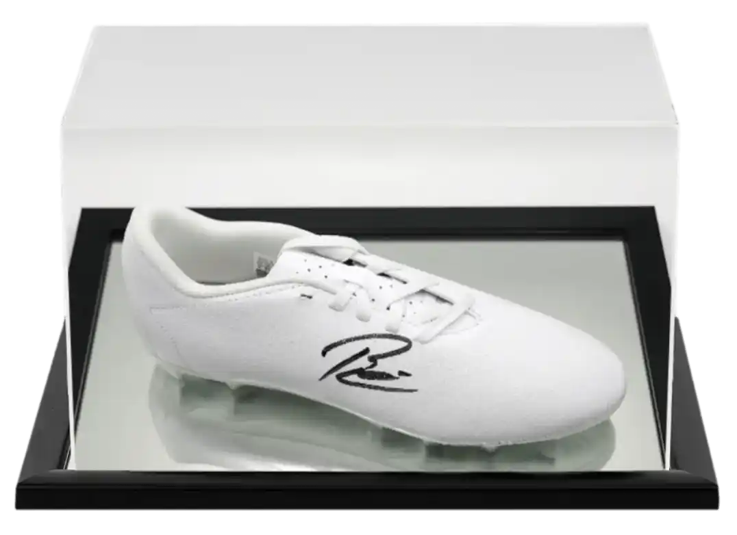 Rafael Leao Signed Adidas White Boot In Acrylic Case