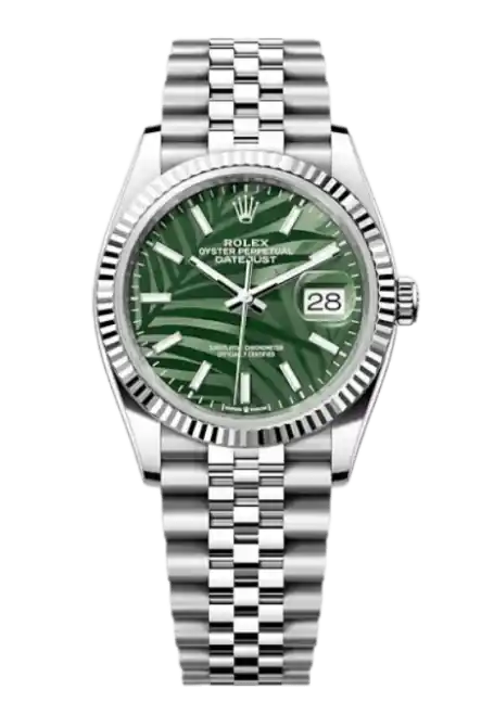 Rolex Datejust Olive Green Palm Dial - 36mm, Steel (2022)