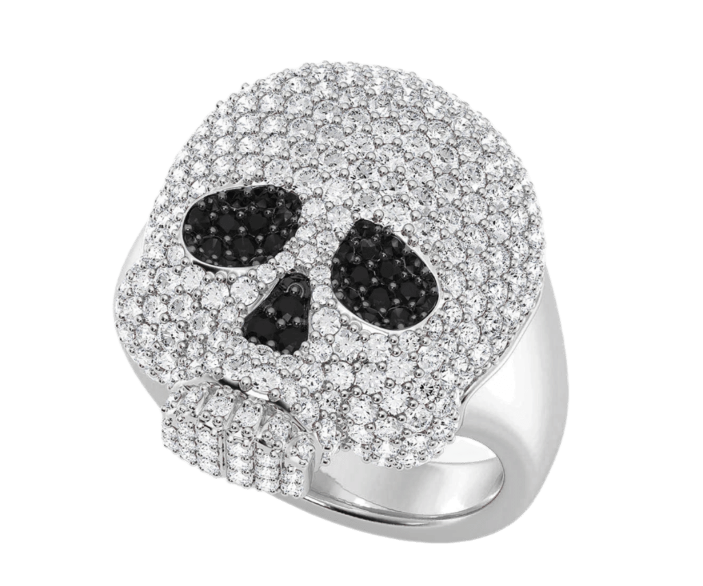Jawless Skull Diamond Ring 14k Solid White Gold 2.00ctw