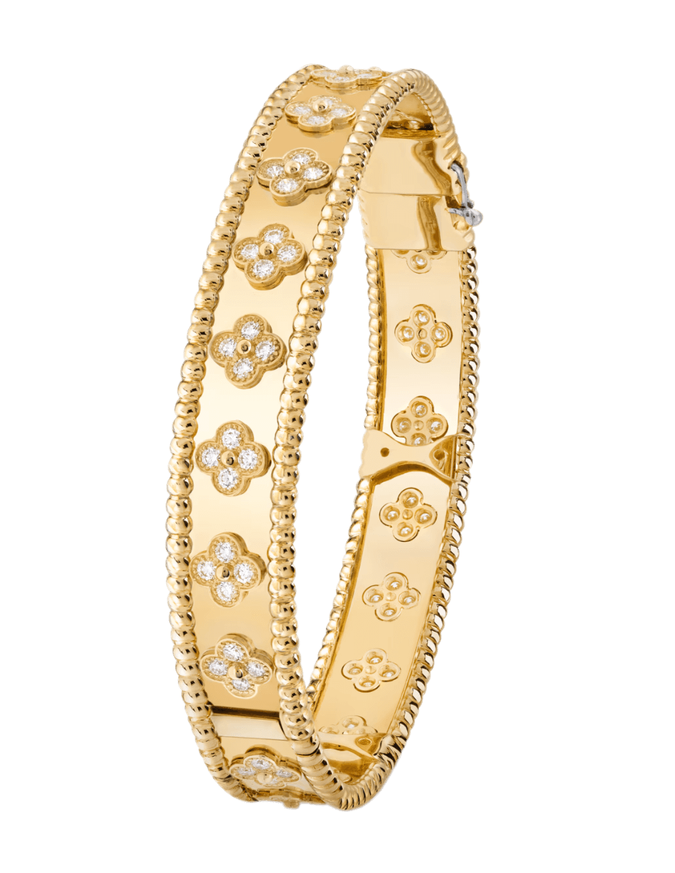Van Cleef Perlée Clovers Bracelet Large Model - Yellow Gold, Diamond