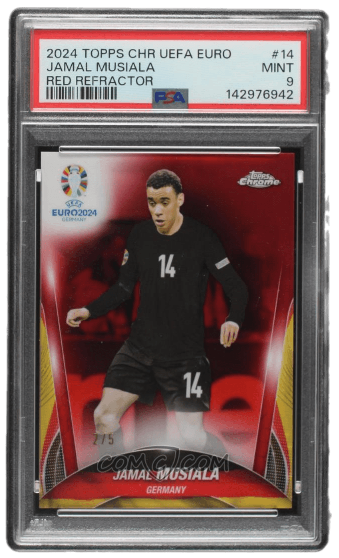 2024 Topps Chrome UEFA Euro - Red Refractor #14 - Jamal Musiala /5 PSA 9