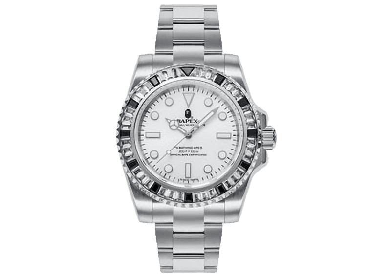 BAPE Type 1 Bapex Crystal Stone Watch - Silver