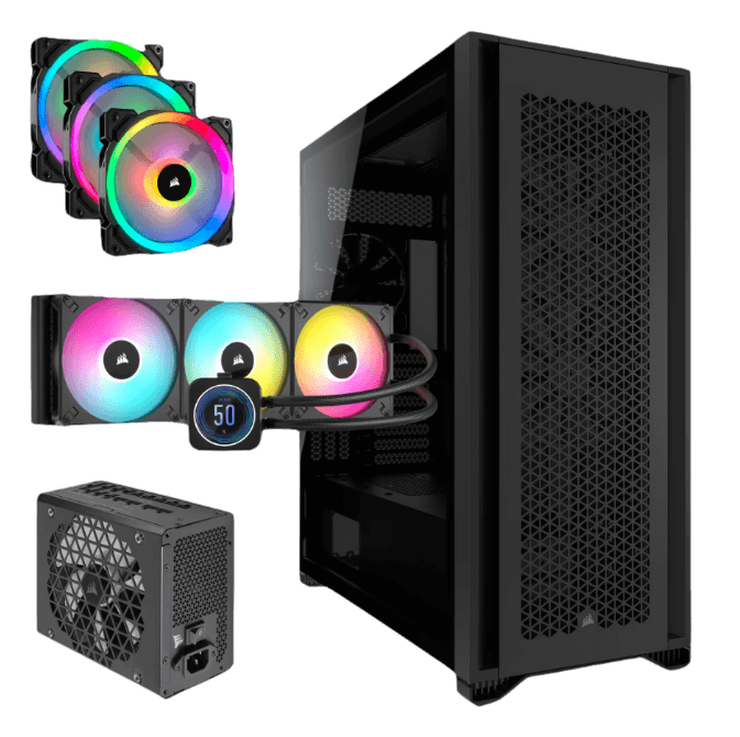 Corsair 7000D Airflow with Power Supply, AIO Cooler, and Fans Bundle Deal