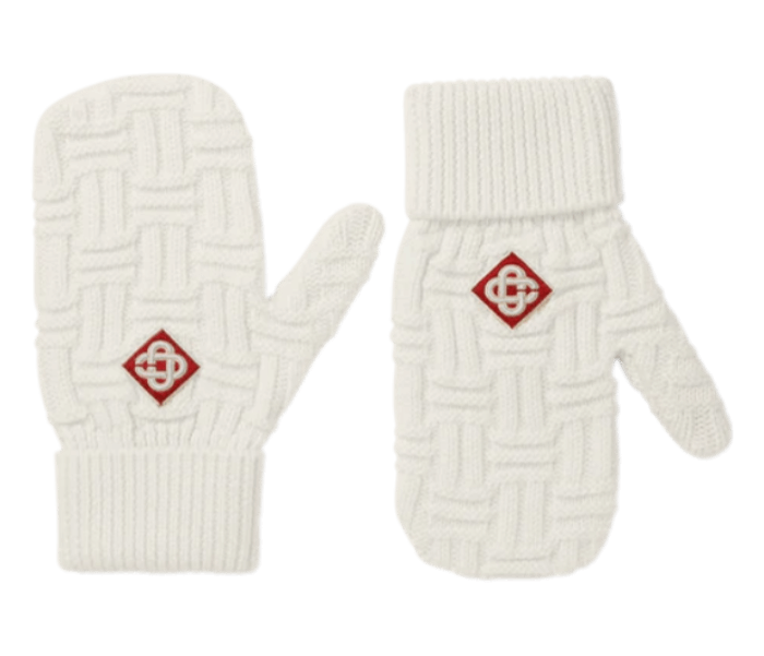 Casablanca Column Knit Mittens - White