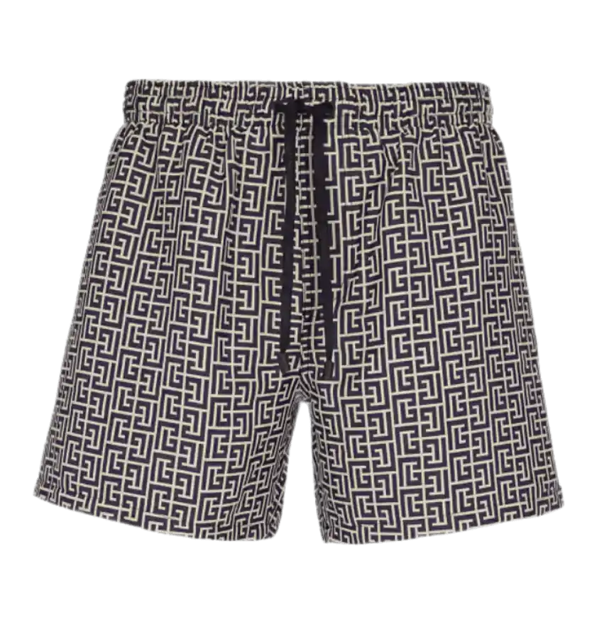 Balmain Printed PB Labyrinth Swim Shorts - Black
