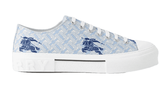 Burberry EKD Monogram Cotton Sneakers - Pale Blue