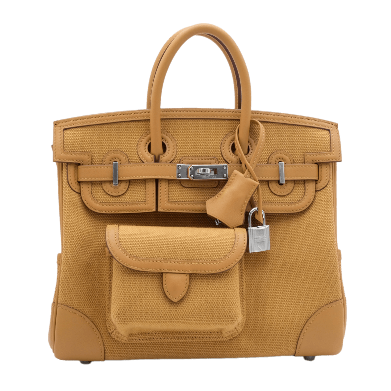 Hermès Desert and Sesame Swift and Canvas Cargo Birkin 25 Palladium Hardware, 2024