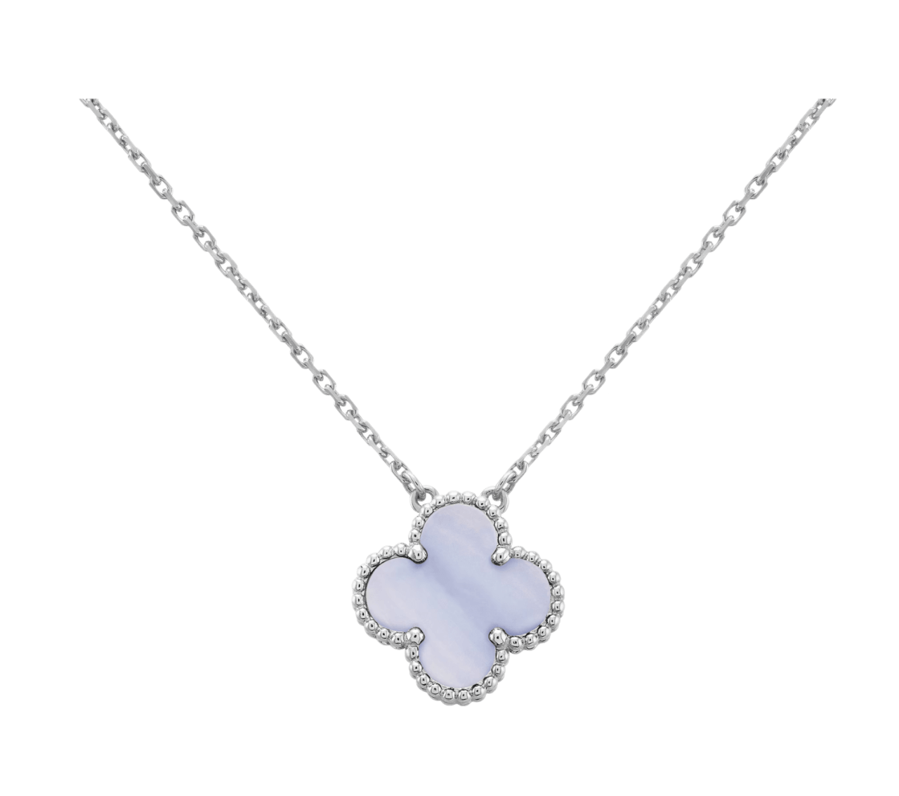 Van Cleef Vintage Alhambra Pendant - White Gold, Chalcedony
