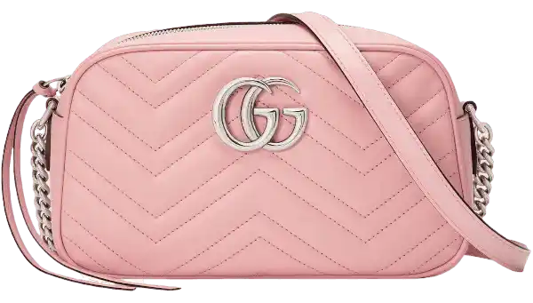 Gucci Marmont Zip Around Shoulder Bag - GG Small Pastel Pink