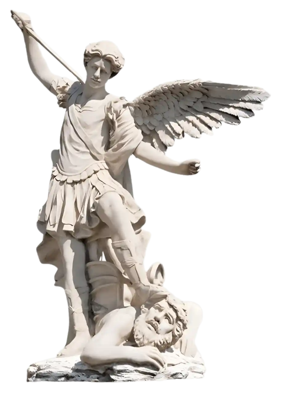 Vanquishing Guardian Angel Marble Outdoor Sculpture - 220cm