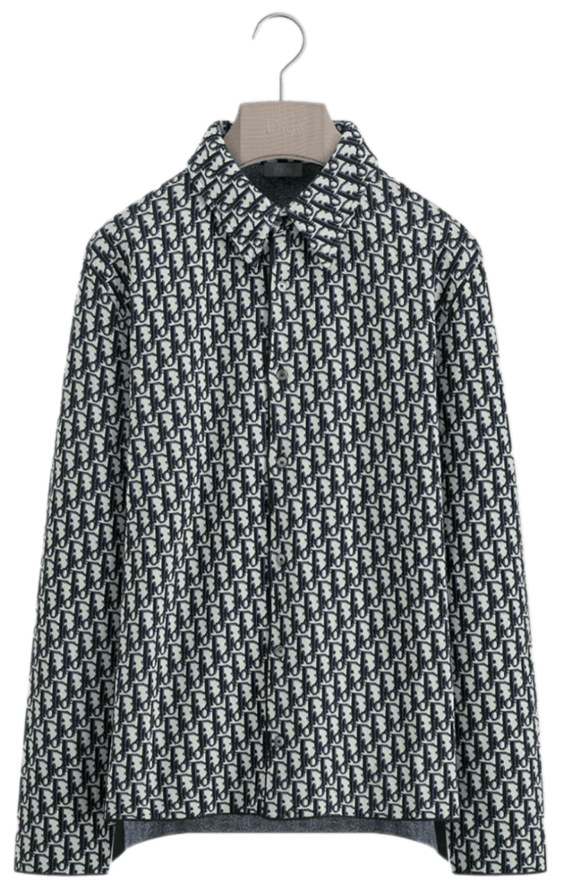 Dior Oblique Overshirt - Navy Blue Cotton Jacquard