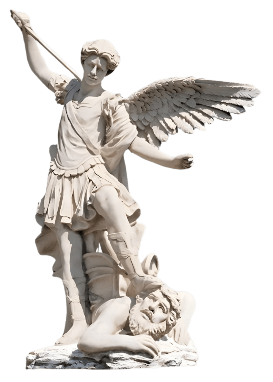 Vanquishing Guardian Angel Marble Outdoor Sculpture - 220cm
