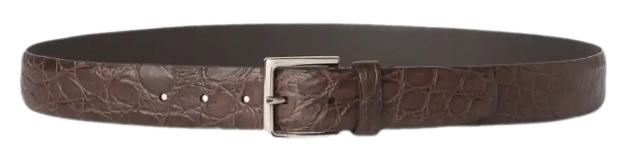 Loro Piana Caimen Leather Owen Belt - Chocolate