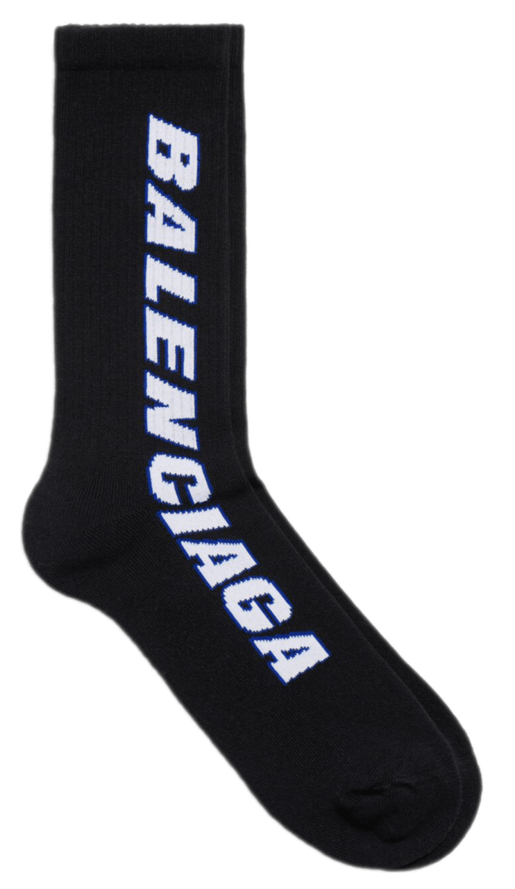 Balenciaga Tilted Typo Socks - Black/White