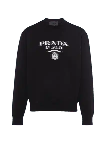 Prada Oversized Cotton Jersey Logo Sweatshirt - Black/White