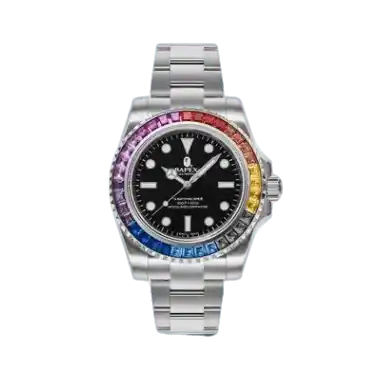 BAPE Type 4 BAPEX Crystal Stone Watch - Silver