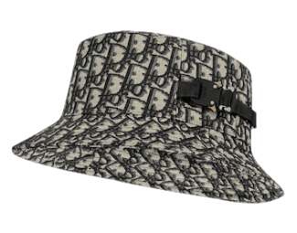 Dior Oblique Bucket Hat - Navy Blue and Beige
