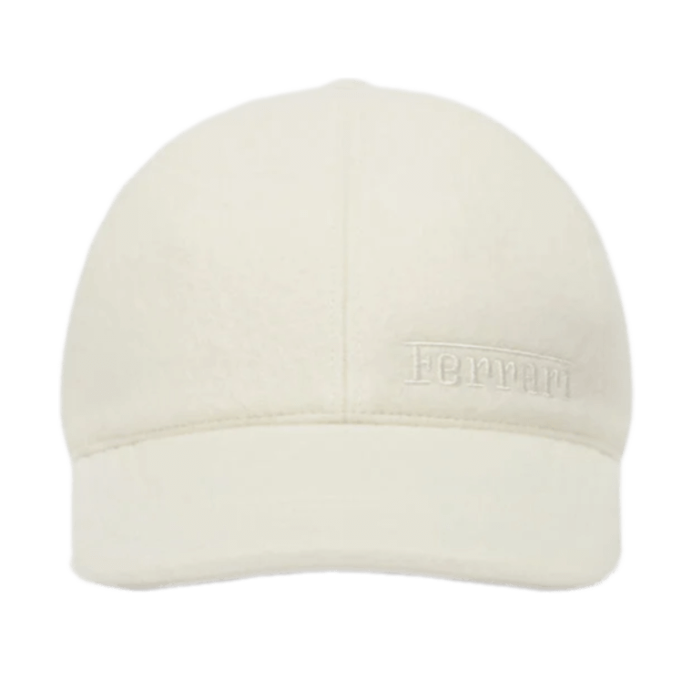 Ferrari Double Wool Baseball Cap With Embroidered Ferrari Logo - Ivory