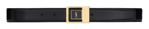 YSL LA 66 Buckle Belt In Lacquered Leather - Black