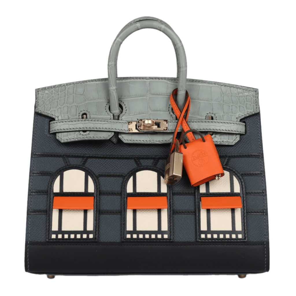 Hermès "Rainy Days" Sac Faubourg Birkin 20 Gris Misty Matte Alligator Permabrass Hardware