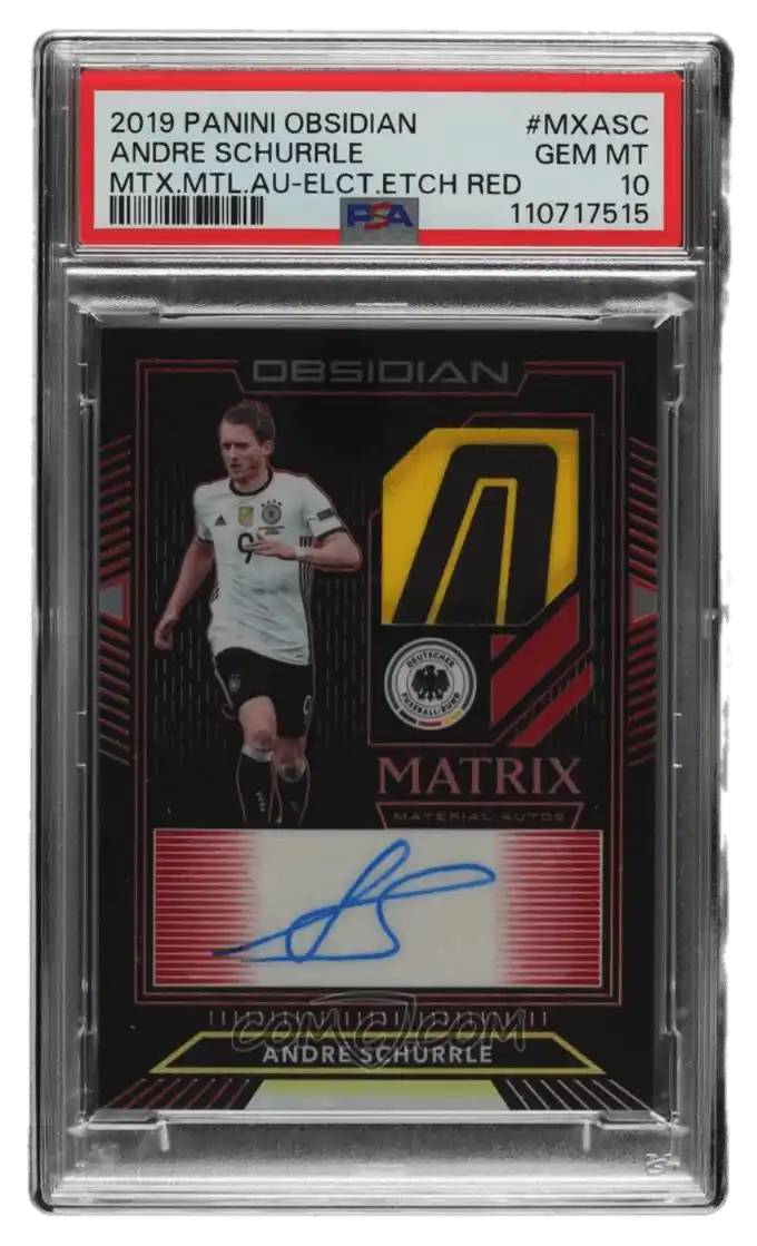 2019-20 Panini Obsidian - Matrix Material Autograph - Electric Etch Red #MX-ASC - Andre Schurrle /22 PSA 10