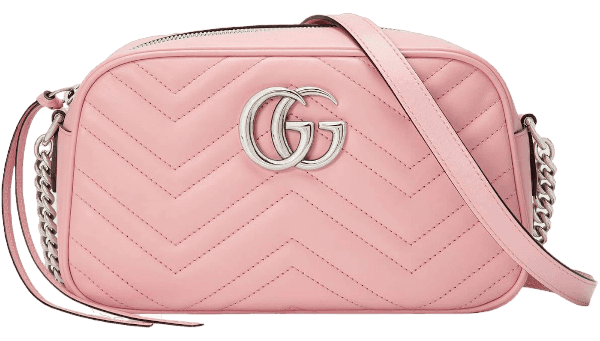 Gucci Marmont Zip Around Shoulder Bag - GG Small Pastel Pink