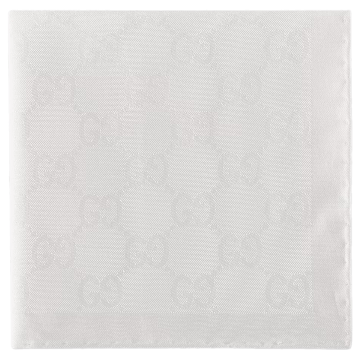 GG Cotton Silk Pocket Square - White