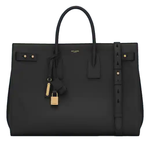 YSL Sac De Jour Thin Large Bag In Grained Leather - Noir