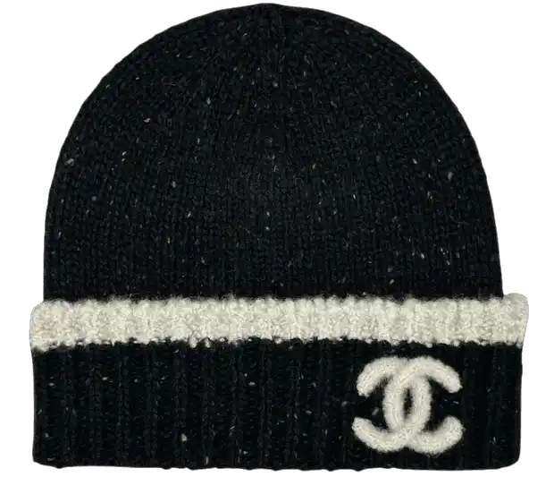 Chanel Cloche Black Multicolor CC - Logo Beanie