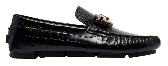 Versace Greca Loafer - Croc Black