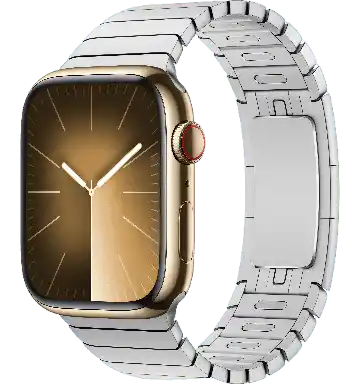 Apple Watch Series 9 - Stainless Steel Gold, 45mm, Link Bracelet Silver