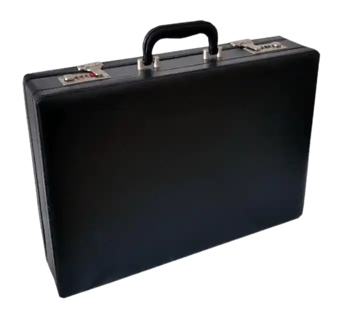 Nappa Faux Leather Briefcase - Black