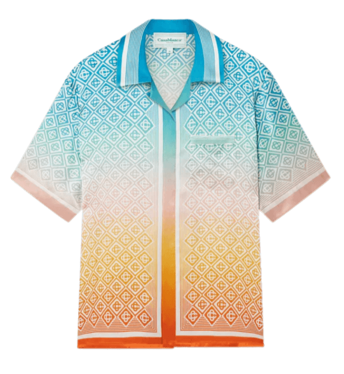 Casablanca Gradient Monogram Short Sleeve Silk Shirt - Multicolor