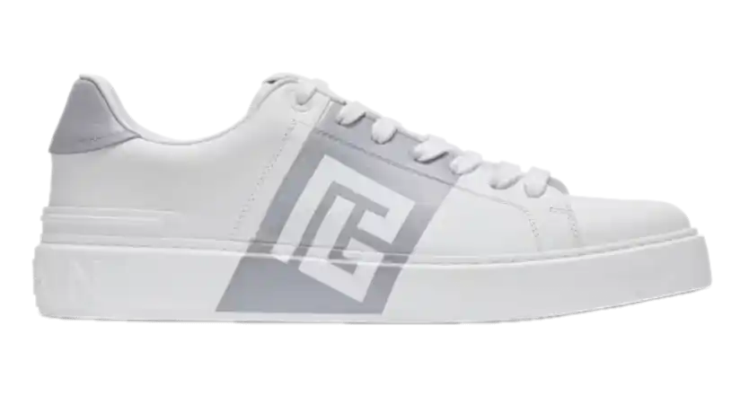 Balmain B-Court Trainers in Calfskin - White