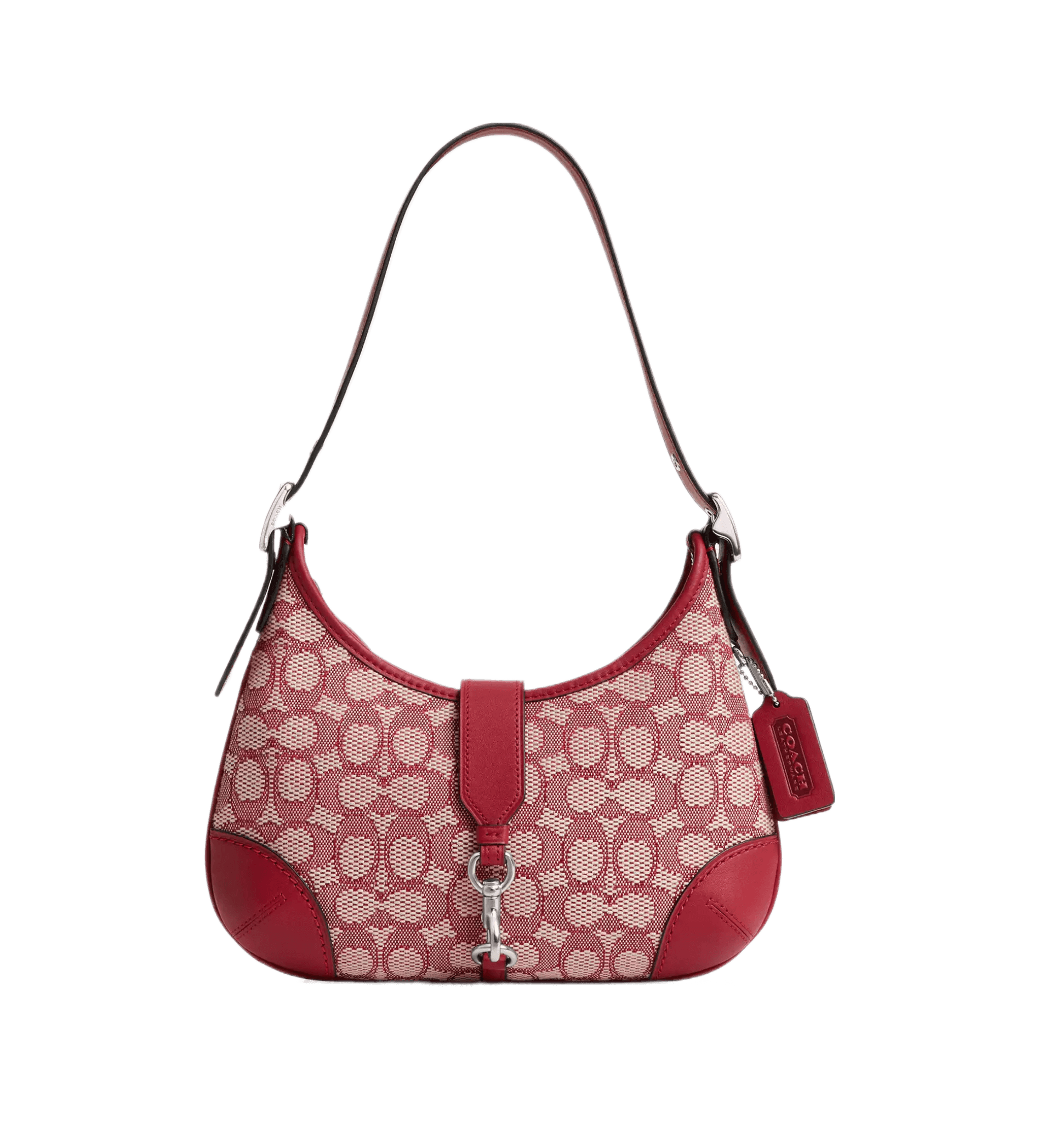 Coach Hamptons Hobo Bag In Signature Textile Jacquard - Lh/Ruby Ivory