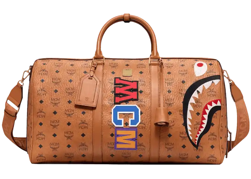 MCM x BAPE Shark Weekender - Visetos Cognac