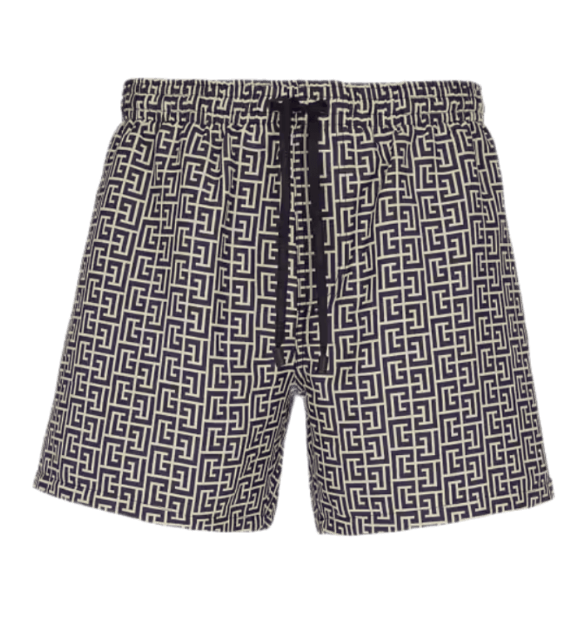 Balmain Printed PB Labyrinth Swim Shorts - Black