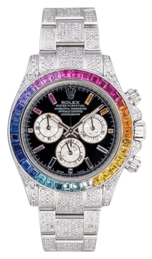 Rolex Daytona Custom Black Rainbow Dial - 40mm, White Gold and Diamond (2019)