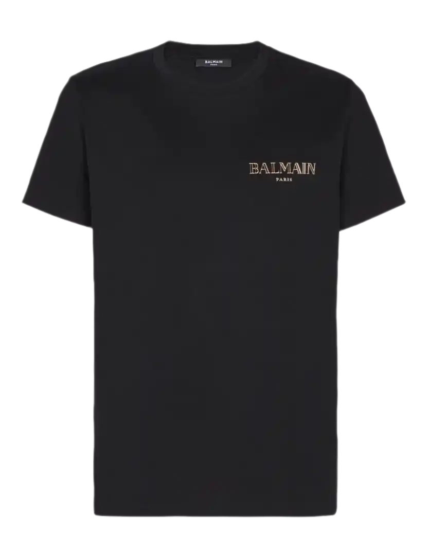 Balmain T-shirt with Vintage Gel Balmain Logo - Black