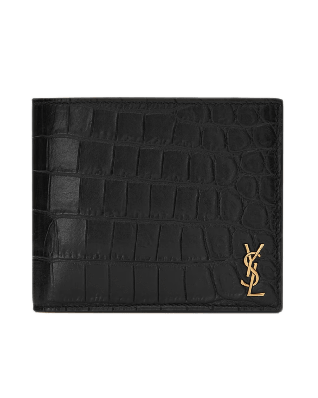 Saint Laurent Tiny Cassandre East/West Wallet In Crocodile-Embossed Matte Leather