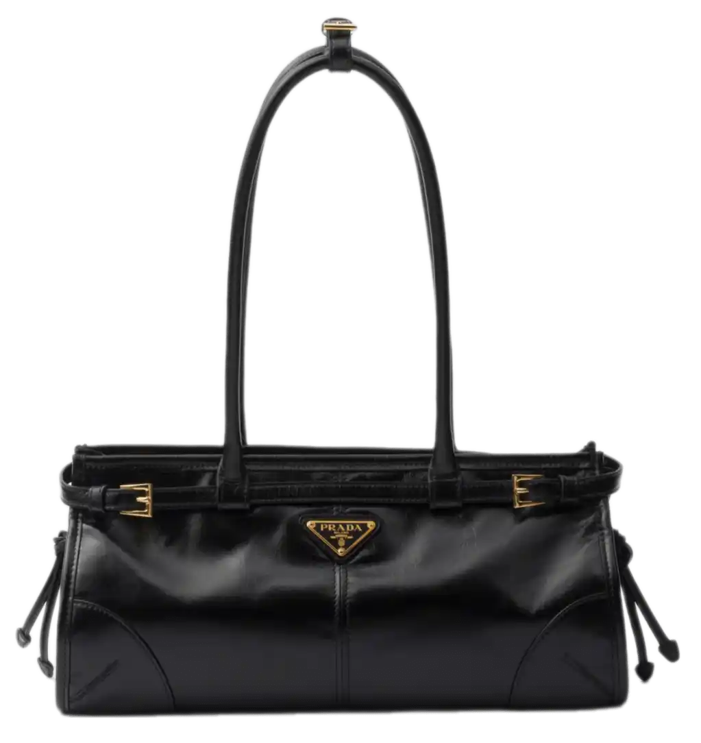 Prada Bonnie Medium Leather Handbag - Black