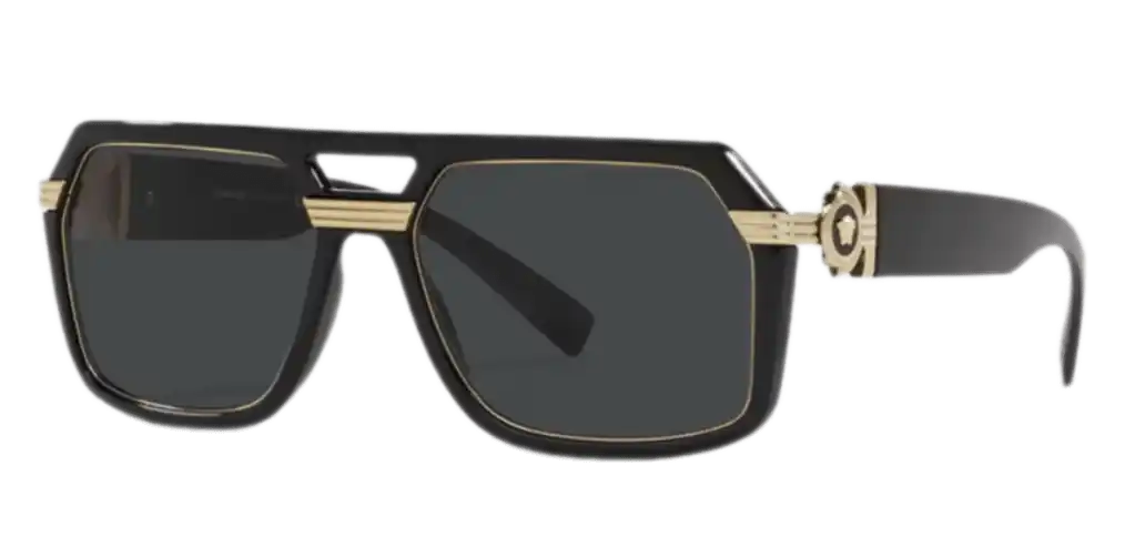 Versace Vintage Icon Pilot Sunglasses - Black and Gold