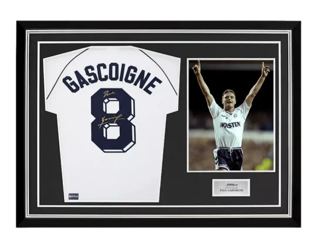 Paul Gascoigne Back Signed Tottenham Hotspur 1991 Home Shirt In Hero Frame