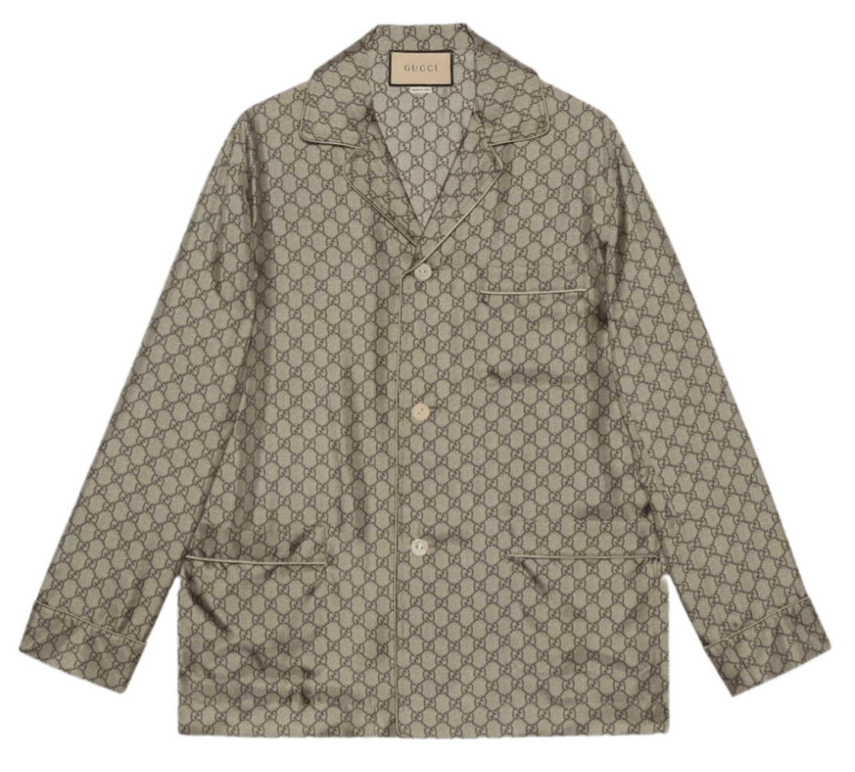 Gucci GG Printed Silk Shirt - Beige/Ebony