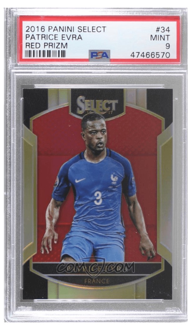 2016-17 Panini Select - Red Prizm #34 - Terrace - Patrice Evra /199 PSA 9