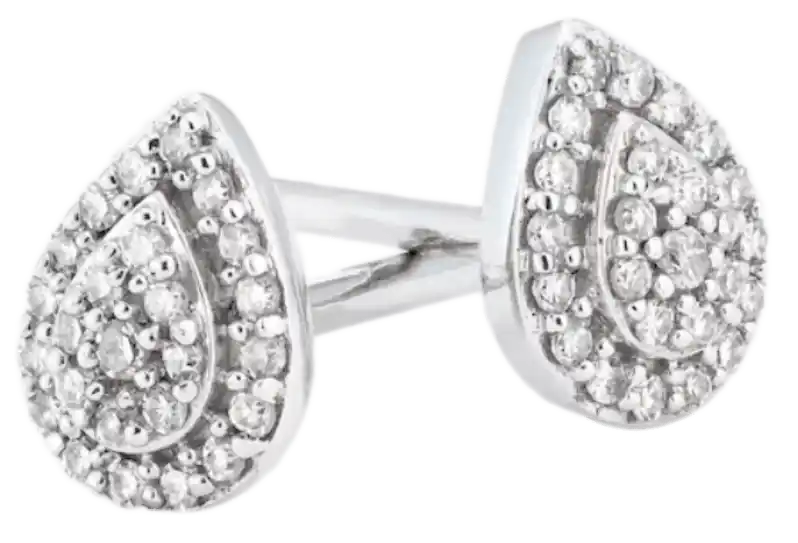 Sterling Silver Diamond Pear Shaped Stud Earrings