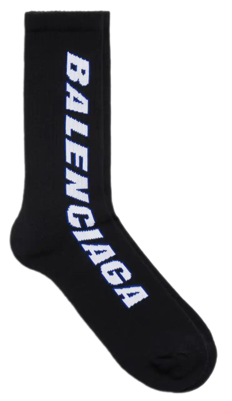 Balenciaga Tilted Typo Socks - Black/White